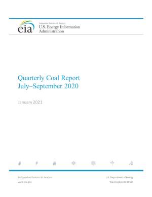Quarterly Coal Report July–September 2020