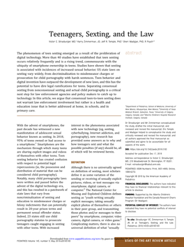 Teenagers, Sexting, and the Law Victor C