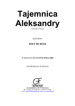 TAJEMNICA ALEKSANDRY Pressbook