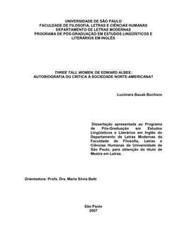 Three Tall Women, De Edward Albee: Autobiografia Ou Crítica À Sociedade Norte-Americana?