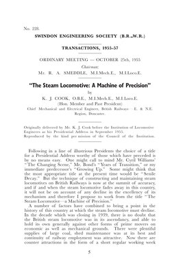 “The Steam Locomotive: a Machine of Precision” by K