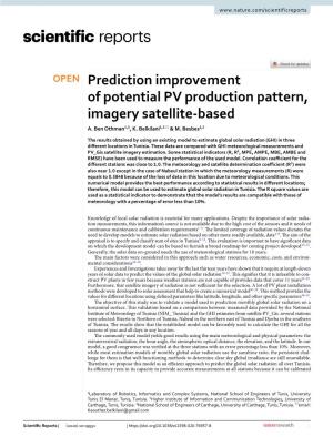 Prediction Improvement of Potential PV Production Pattern, Imagery Satellite‑Based A