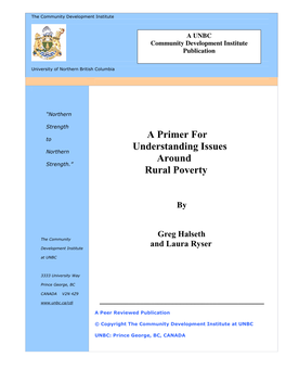 A Primer for Understanding Issues Around Rural Poverty