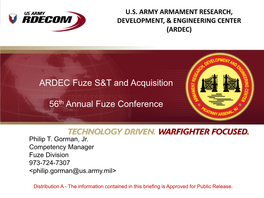 ARDEC Fuze S&T and Acquisition 56Th Annual Fuze Conference