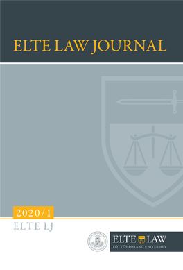 ELTE Law Journal 2019/2 Cone T Nts ELTE Law Journal