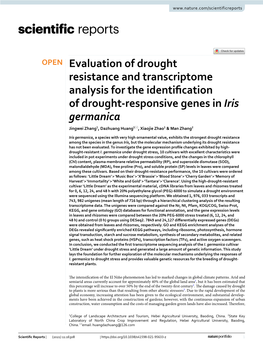 Evaluation of Drought Resistance and Transcriptome Analysis For