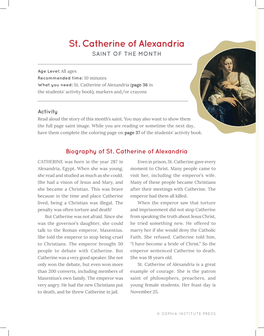 St. Catherine of Alexandria St. Catherine of Alexandria SAINT of the MONTH