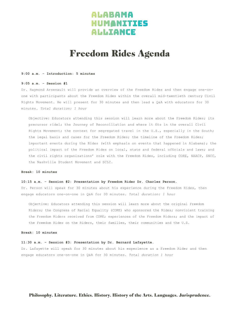 Freedom Rides Agenda