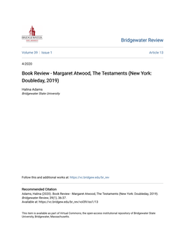 Book Review - Margaret Atwood, the Testaments (New York: Doubleday, 2019)