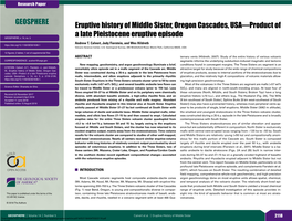 Eruptive History of Middle Sister, Oregon Cascades, USA—Product Of