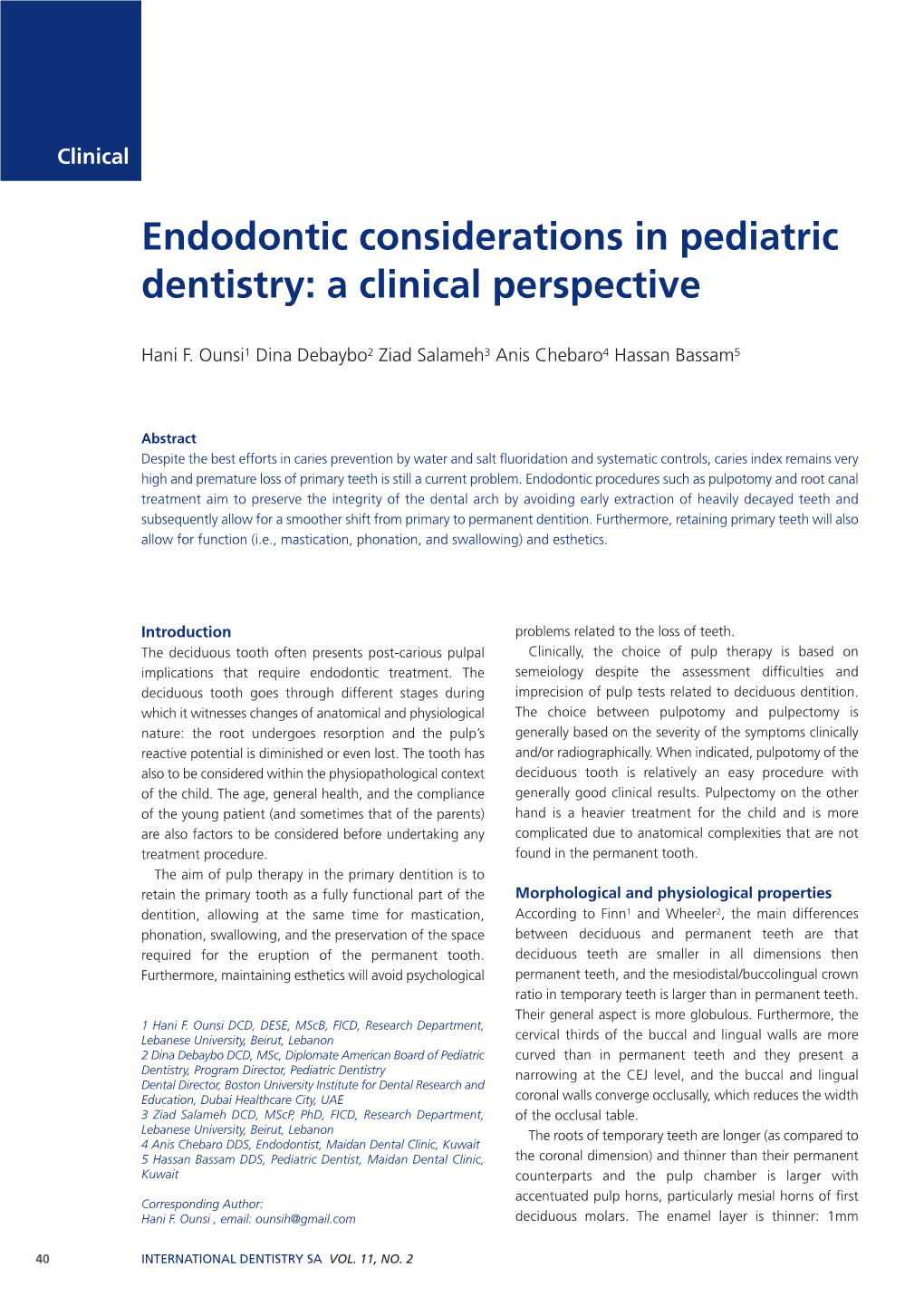 Endodontic Considerations In Pediatric Dentistry A Clinical