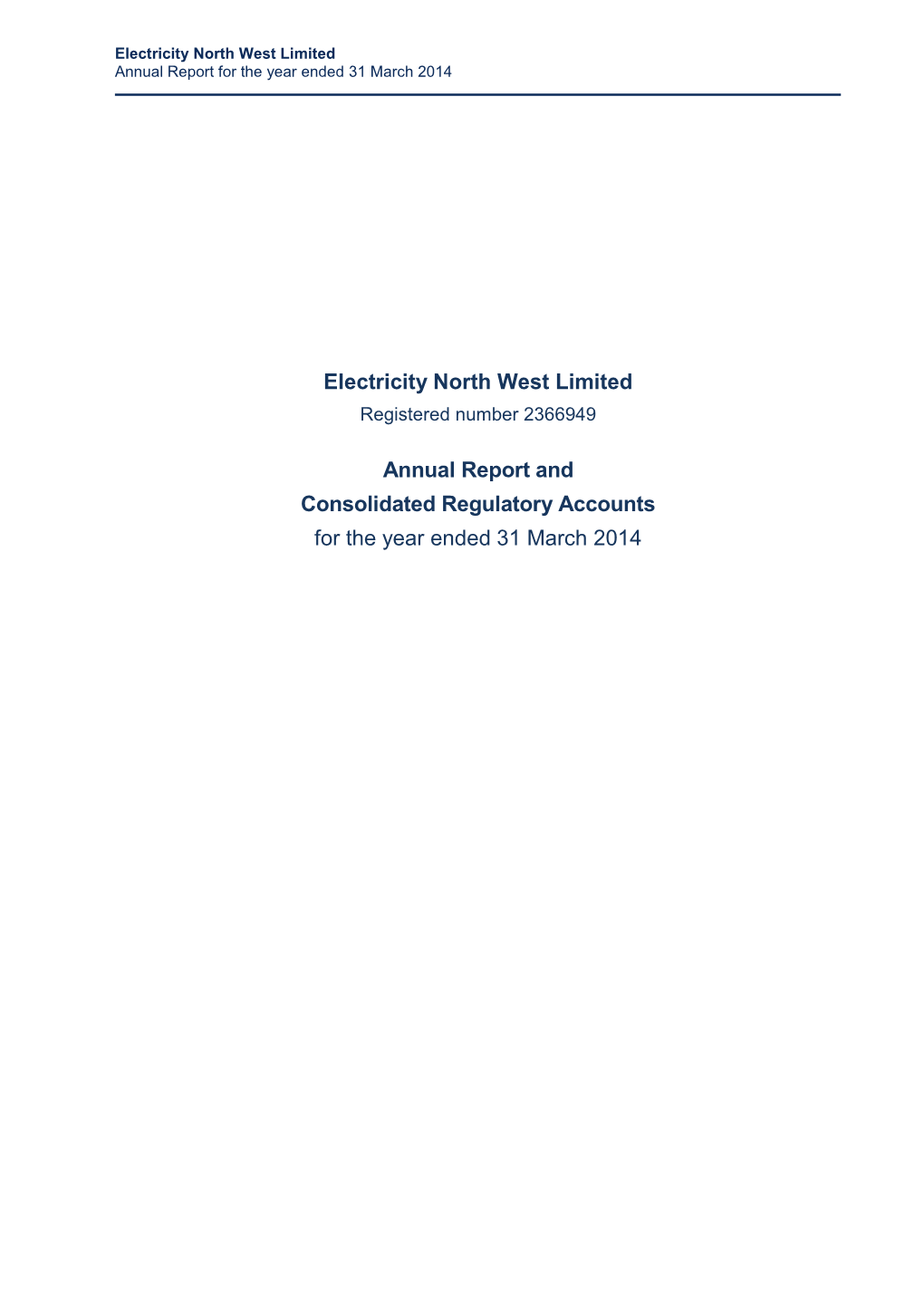 Pdf Electricity North West Limited Regulatory Accounts 31 March