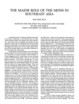 The Major Role of the Mons in Southeast Asia