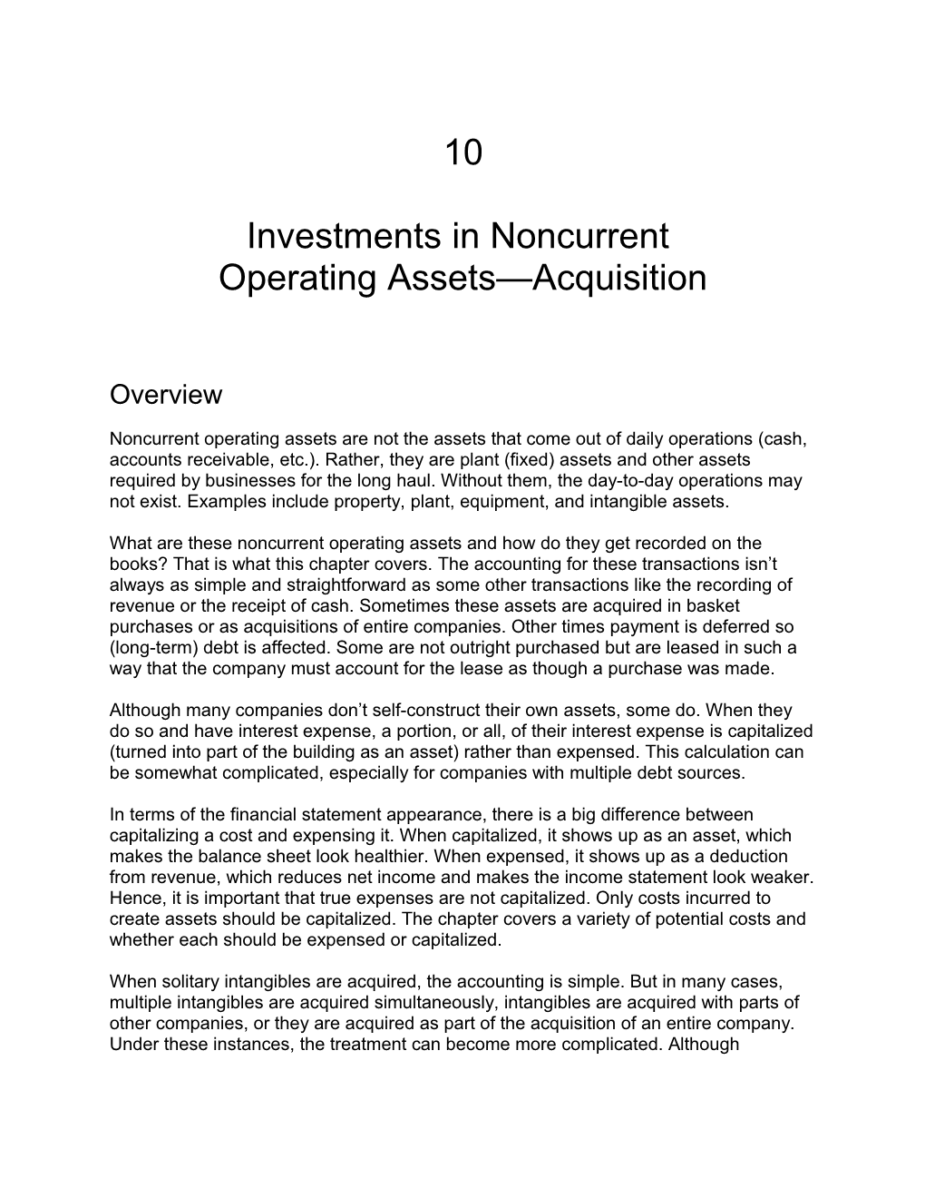 Investments in Noncurrent Operating Assets Acquisition