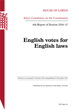 English Votes for English Laws