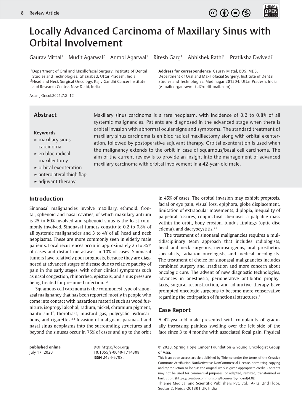 Locally Advanced Carcinoma of Maxillary Sinus with Orbital Involvement