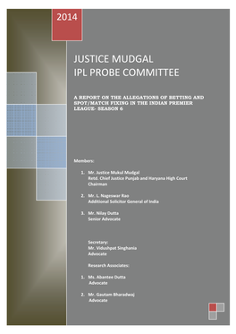 Justice Mudgal Ipl Probe Committee