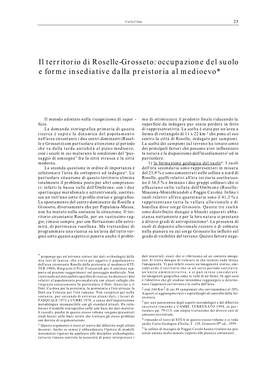 Il Territorio Di Roselle-Grosseto: Occupazione Del Suolo E Forme Insediative Dalla Preistoria Al Medioevo*