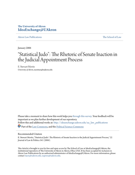 The Rhetoric of Senate Inaction in the Judicial Appointment Process E