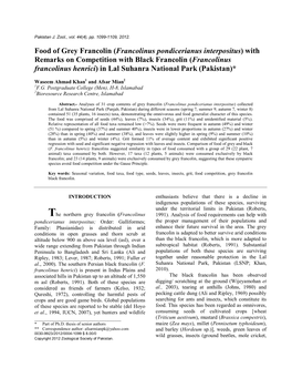 Food of Grey Francolin (Francolinus Pondicerianus Interpositus) With