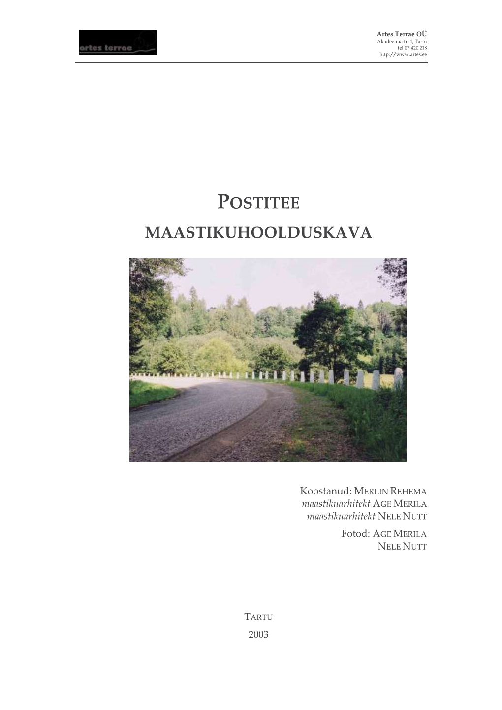 Postitee Maastikuhoolduskava 2