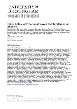 Black Holes, Gravitational Waves and Fundamental Physics