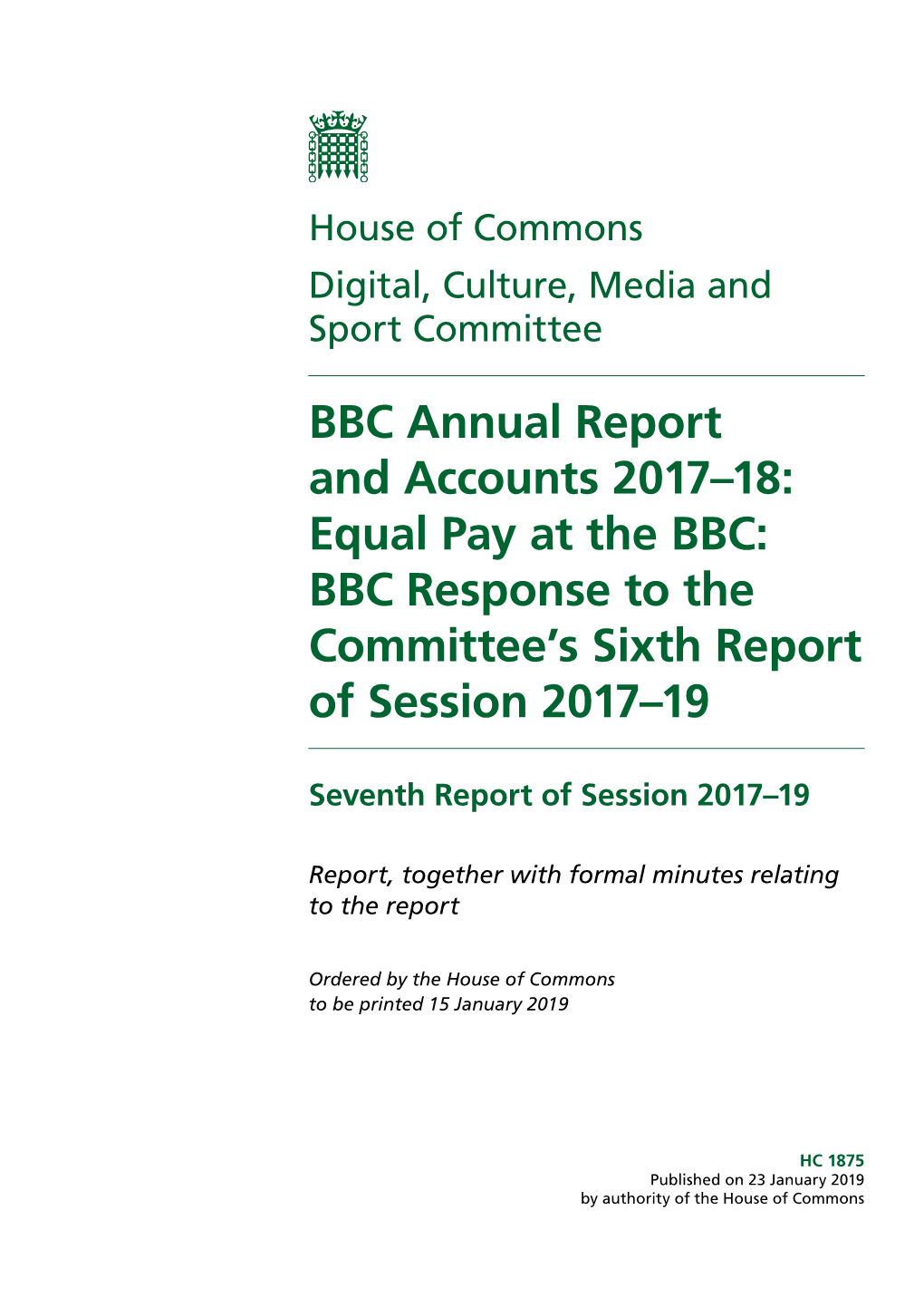 BBC Annual Report and Accounts 2017-18: Equal Pay at The