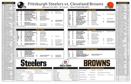Pittsburgh Steelers Vs. Cleveland Browns No