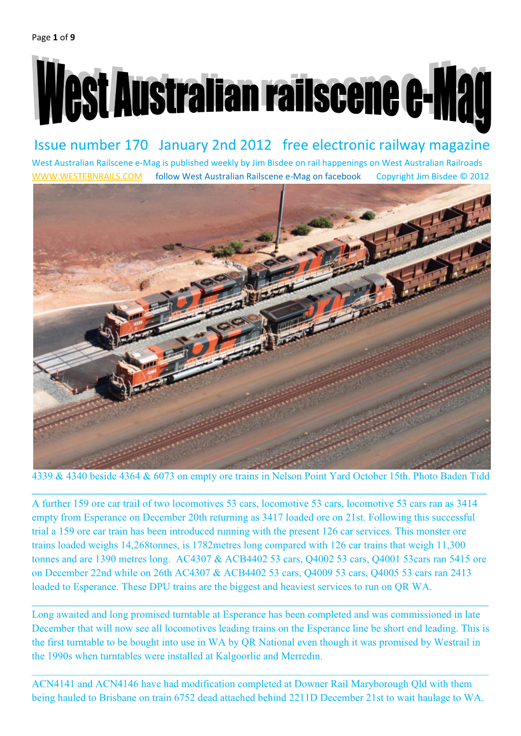 West Aust Railscene E-Mag Issue