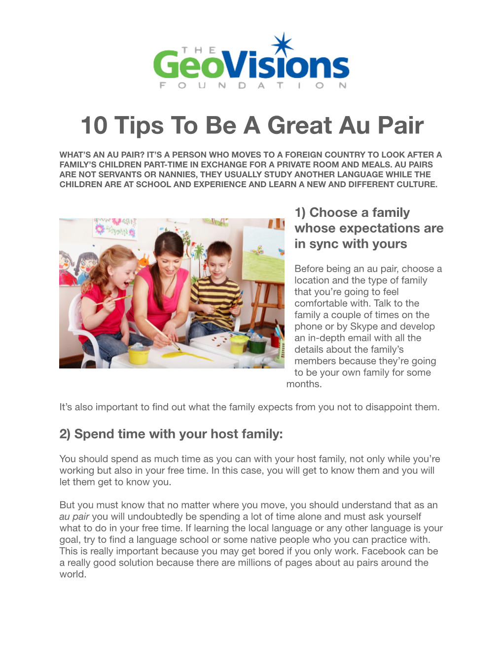 10 Tips to Be a Great Au Pair