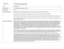 Baca County Teacher Resource
