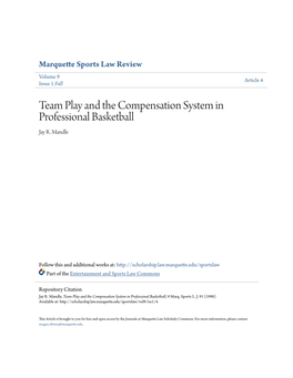 Team Play and the Compensation System in Professional Basketball Jay R