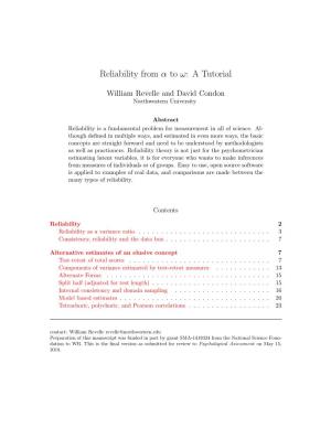 Reliability from Α to Ω: a Tutorial