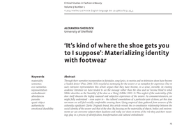 Â‚Itâ•Žs Kind of Where the Shoe Gets You to I Supposeâ•Ž: Materializing Identity with Footwear