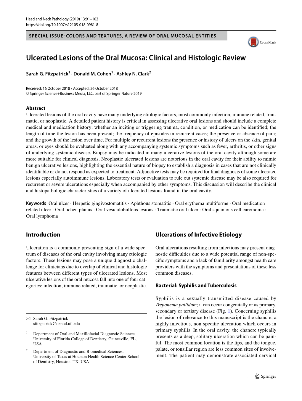 Ulcerated Lesions of the Oral Mucosa: Clinical and Histologic Review