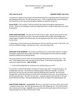 John 12-20-26 HANDOUT How to Save Your Life