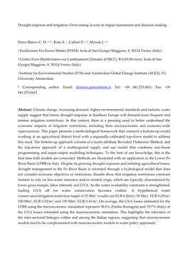 Drought Response and Irrigation: Overcoming Lacunae in Impact Assessment and Decision Making