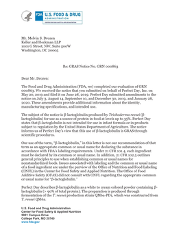 GRAS Notice GRN 863 Agency Response Letter