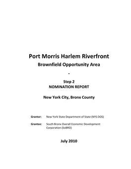 Port Morris Harlem Riverfront Brownfield Opportunity Area