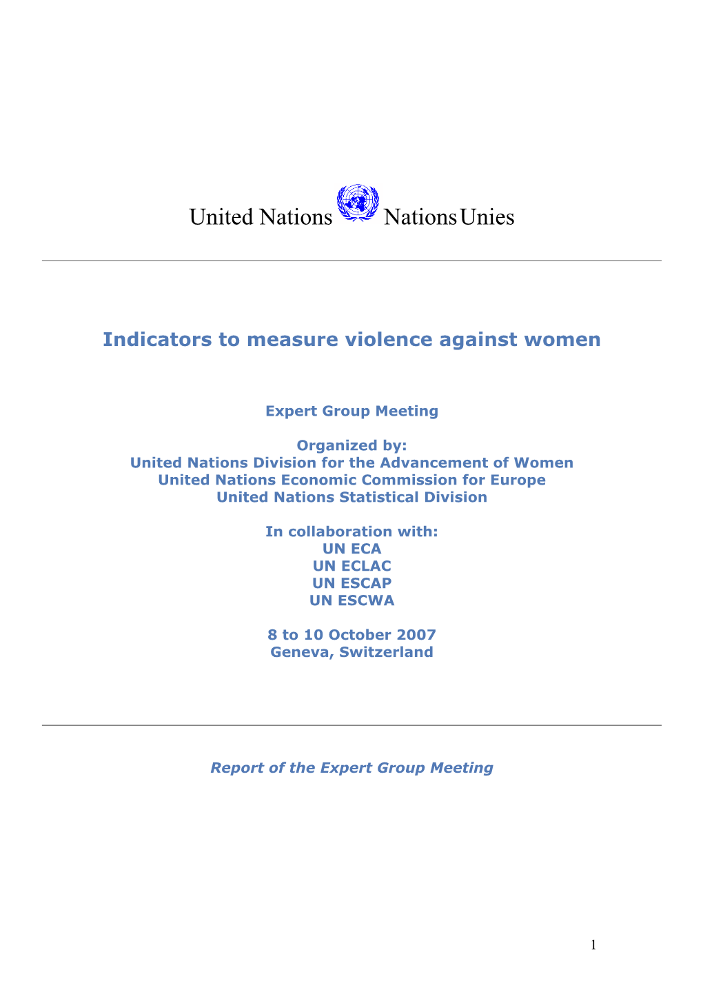 Indicators to Measure Violence Against Women
