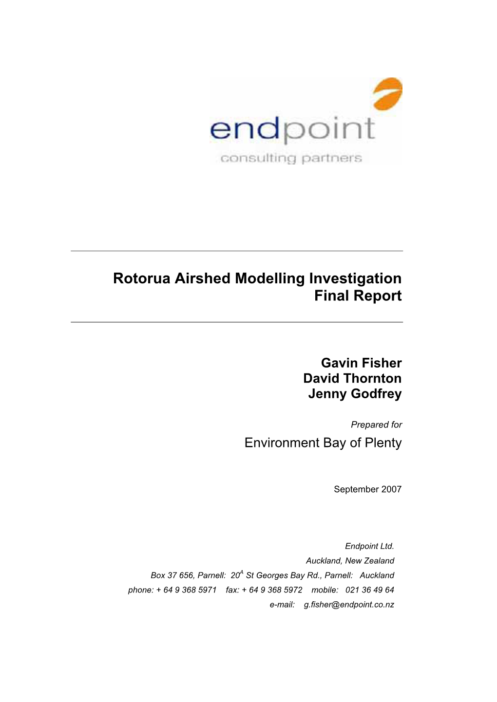 Rotorua Airshed Modelling Investigation Final Report