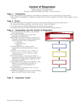 Control of Respiration Graphics Are Used with Permission Of: Adam.Com ( Benjamin Cummings Publishing Co ( Page 1