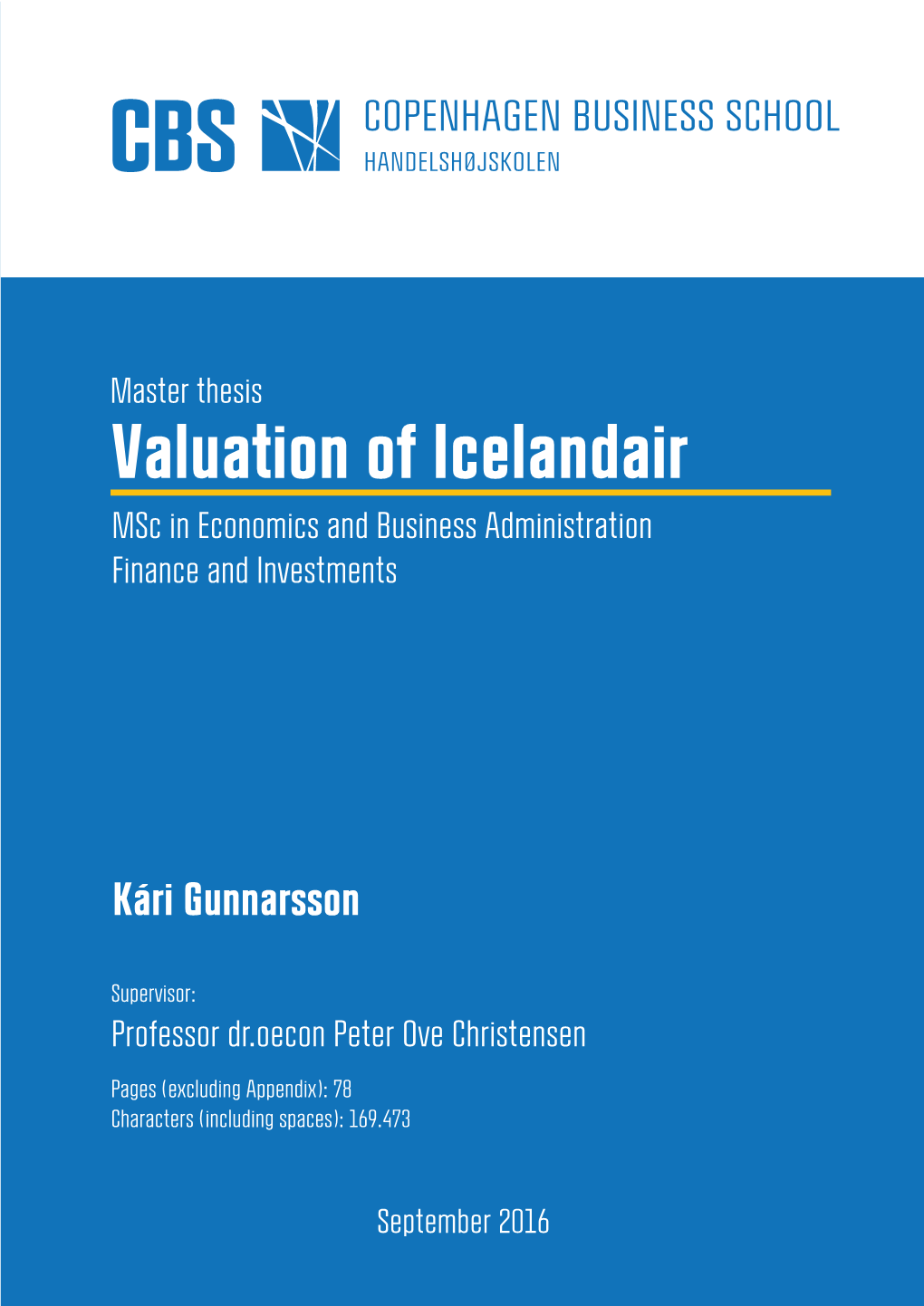 Masters Thesis: Valuation of Icelandair