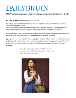 Q&A: Alumna Discusses Her Experience As Original Broadway's