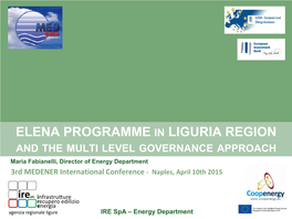 Elena Programme in Liguria Region