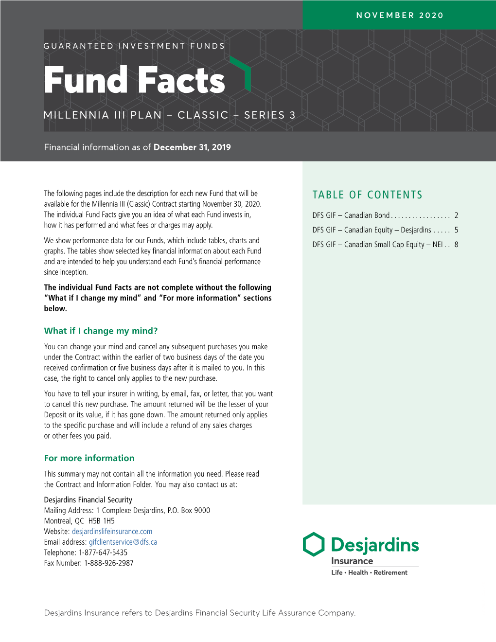Fund Facts MILLENNIA III PLAN – CLASSIC – SERIES 3