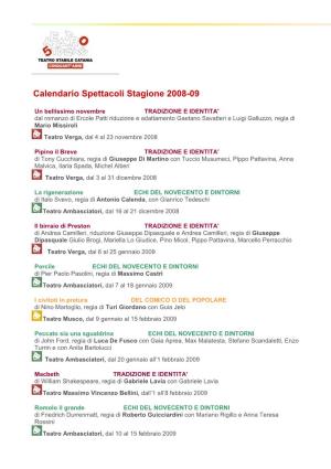 Calendario Spettacoli Stagione 2008-09