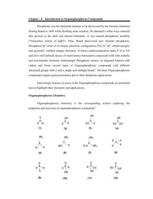 I: Introduction to Organophosphorus Compounds