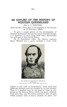 AN OUTLINE of the HISTORY of WESTERN QUEENSLAND [By A