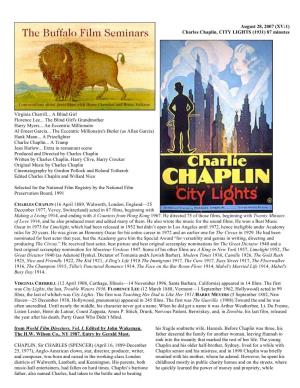 Charles Chaplin, CITY LIGHTS (1931) 87 Minutes